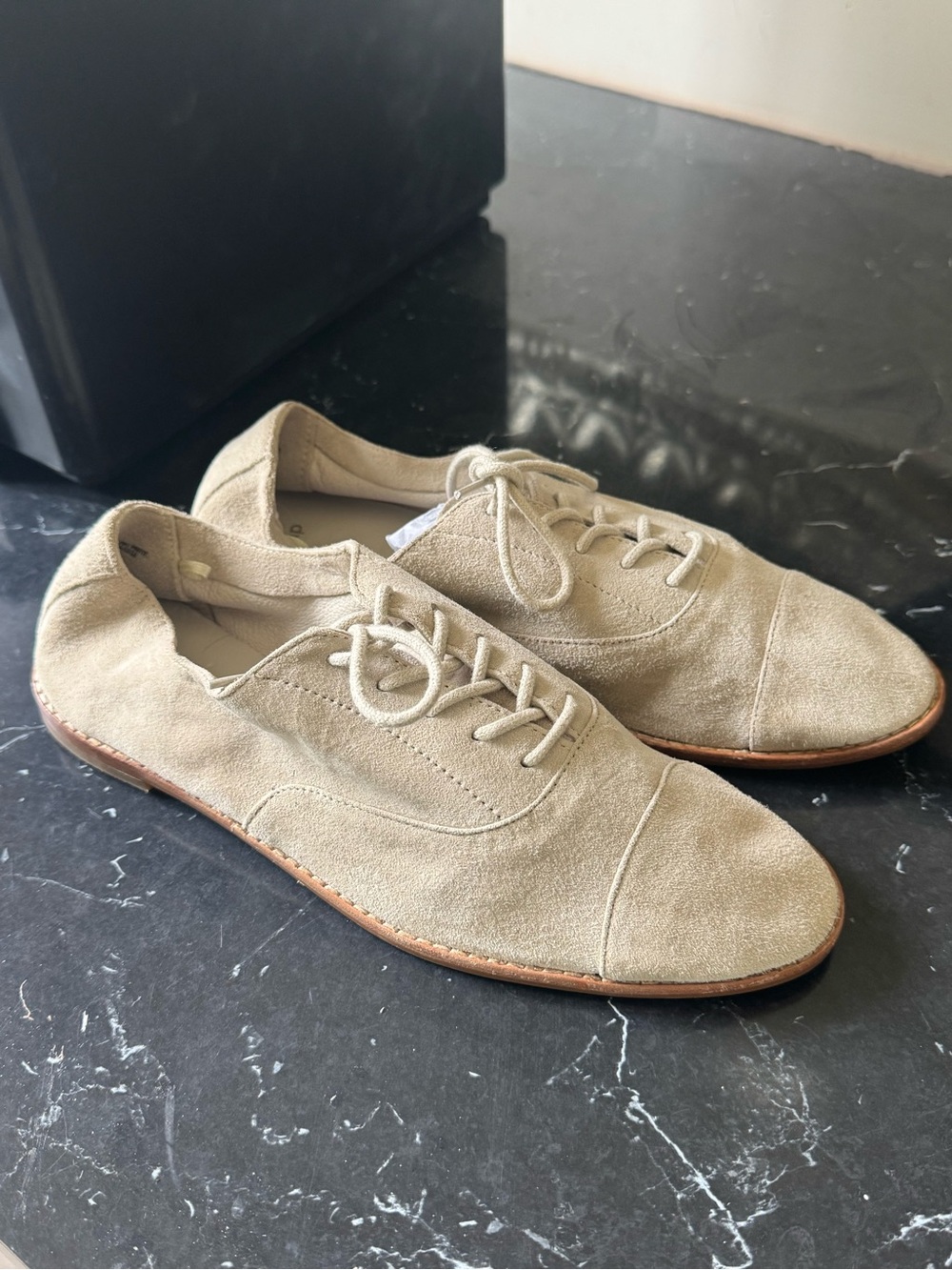 Suede Lace-Up  Shoes in Beige